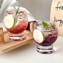 高颜值网红杯茶鼓鼓设计ins风透明简约创意冷饮玻璃杯居家果汁杯