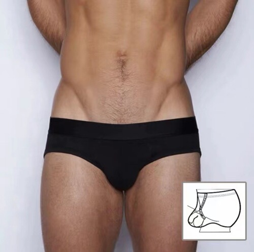 Men's Ring Underwear, Pure Cotton Low-Waist Sexy Tri-Top Briefs for Youth, Scrotum Support, Trendy Breathable Bottoms
