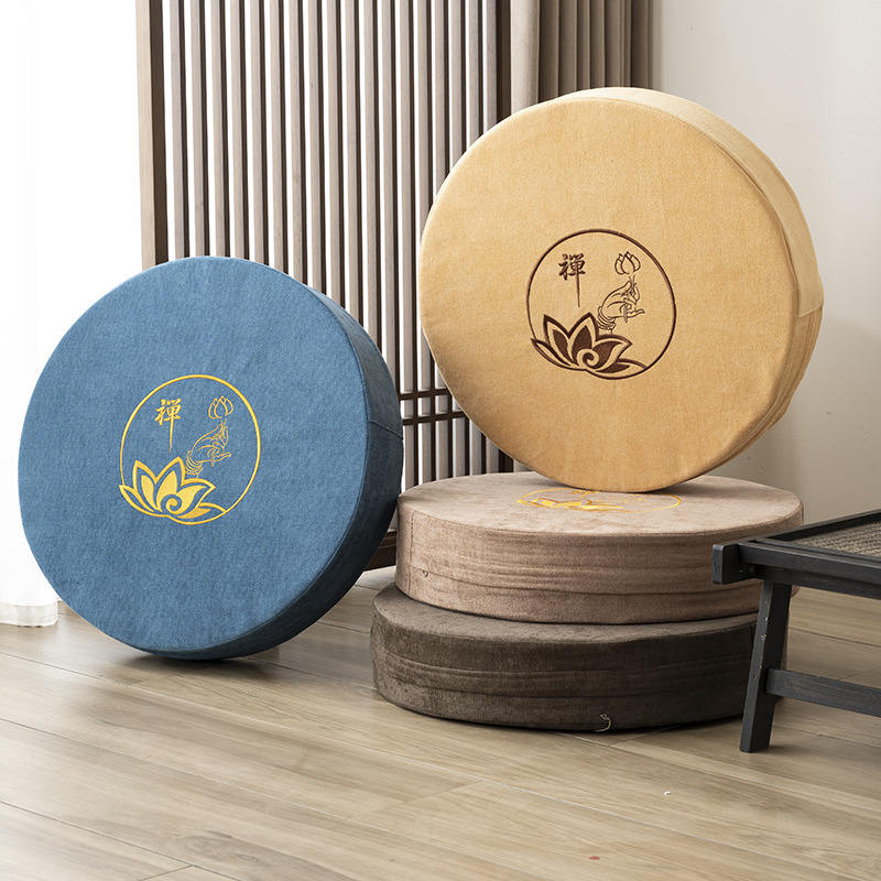 Chinese-Style Futon Cushion for Meditation and Kneeling, Tatami Cushion, Removable and Washable, Round, Thickened, Home-Use, Embroidered Futon Chinese-Style Futon Cushion for Meditation and Kneeling, Tatami Cushion, Removable and Washable, Round, Thickened, Home-Use, Embroidered Futon