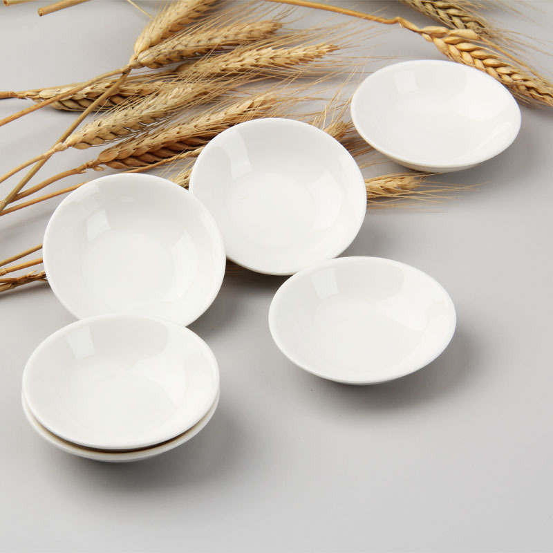 Ceramic dipping small dish household bone china sauce vinegar seasoning dish seasoning dish pure white small dish round dish flavor dish