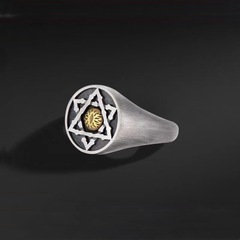 千葉原創設計惡魔之眼泰銀戒指男生潮復古男士高街食指六芒星指環