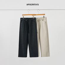 APO男装|跨境男士休闲裤子秋季高级感宽松直筒潮流百搭长裤配腰带