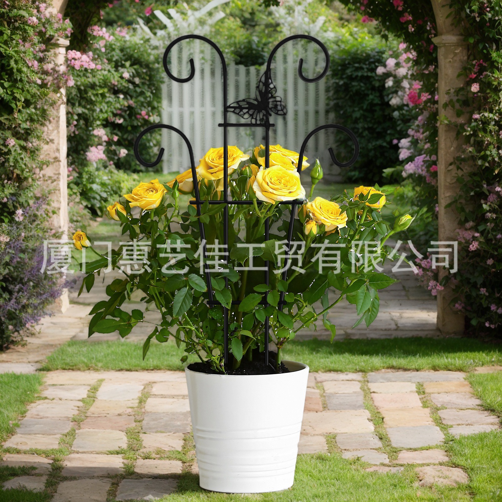 铁艺植物支撑架小鸟龟背竹藤架跨境金属风格固定杆创意室内爬藤架