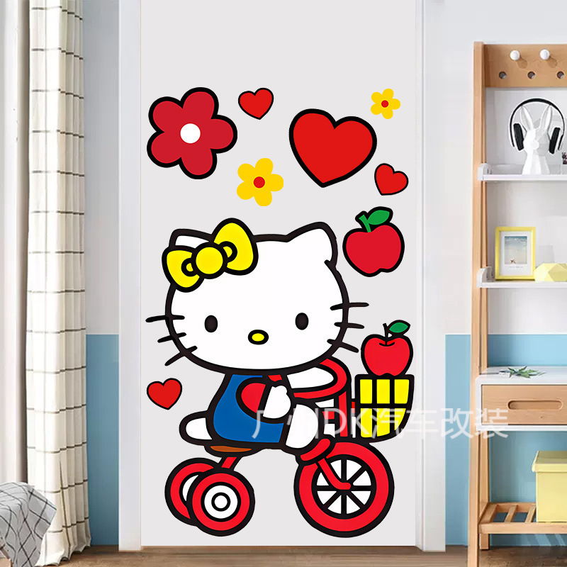 跨境外贸HelloKitty儿童房可爱墙贴小女孩卧室贴纸幼儿园卡通贴画|undefined