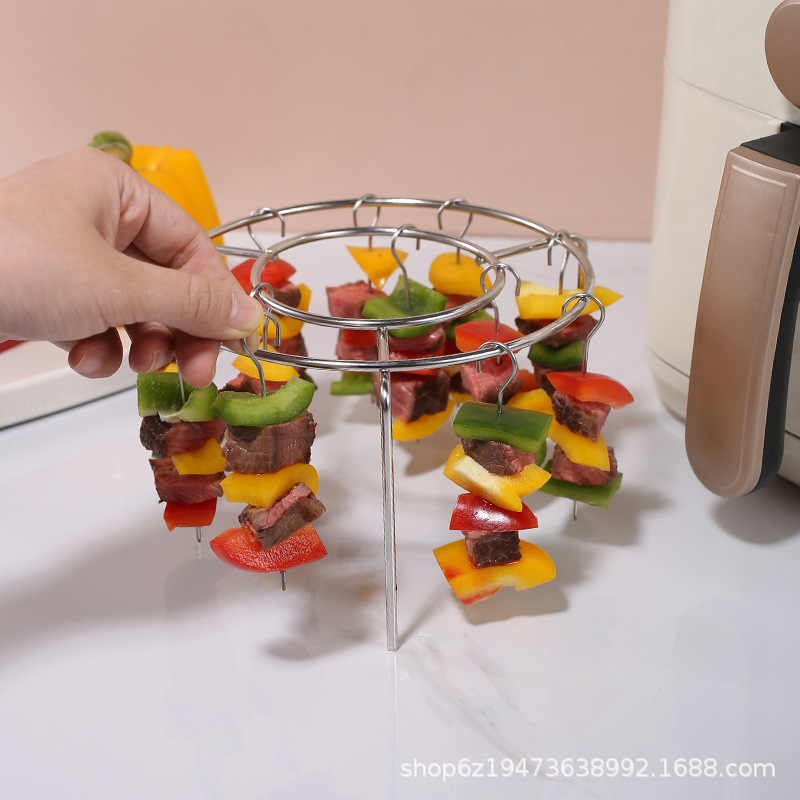 Freidora de aire, colgante vertical, bolsa de barbacoa, accesorios de brochetas de cordero, horno de herramientas de aguja de barbacoa de acero inoxidable de grado alimenticio