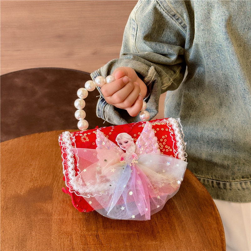 Nuevo rojo niñas nuevo año bolsa lindo arco princesa bebé bolso niña moneda monedero bolso de hombro