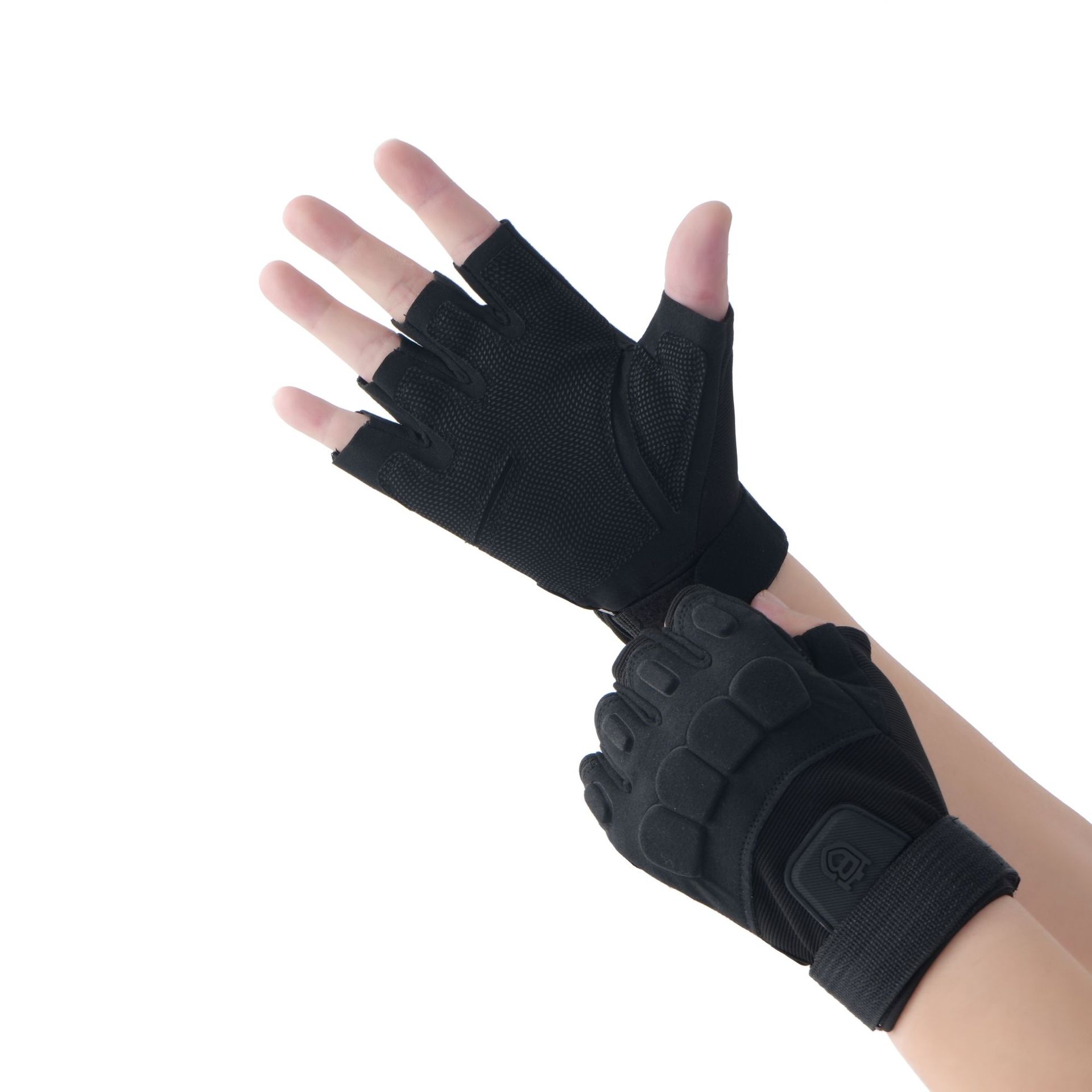 Guantes tácticos de fitness entrenamiento al aire libre locomotora de campo de hierro montar movimiento de dedos expuestos de montar guantes de medio dedo para hombres