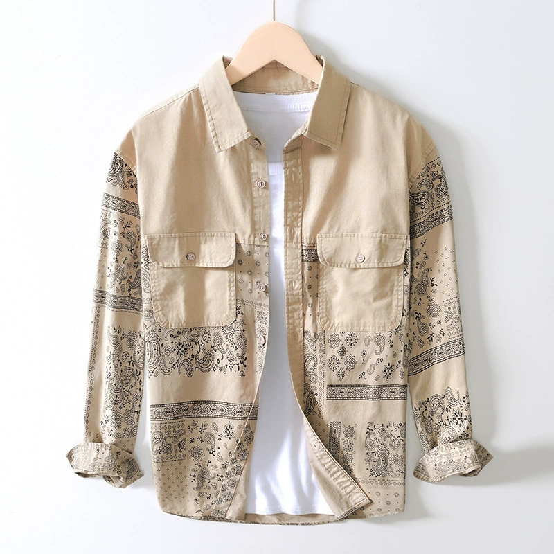 1025 старший дизайн чувство с длинным рукавом рубашка японский ретро Ruffian красивый Повседневный хлопковый пиджак пальто поколение волос