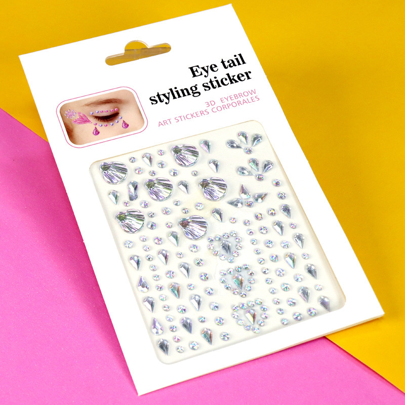 Pegatinas de Pedrería para Maquillaje Facial y Ojos de Resina Autoadhesivo Brillante para Maquillaje Facial y Ojos