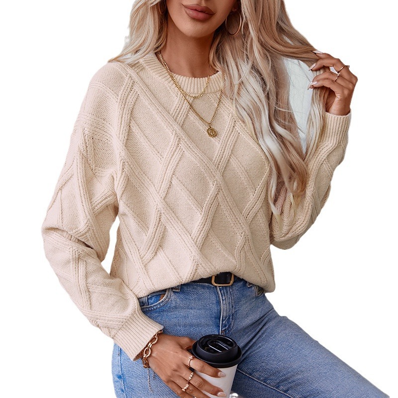Pull Maomao Yu Automne-Hiver 2026, nouveau modèle Diamond, pour femme, coupe ample, col rond, style européen et américain._voghion.com