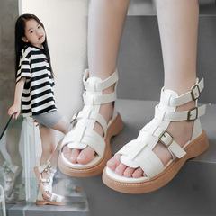 Children's Roman Sandals Summer 2024 New Baby Kids Shoes Tooth Exposure Middle and Large Girls Princess Shoes