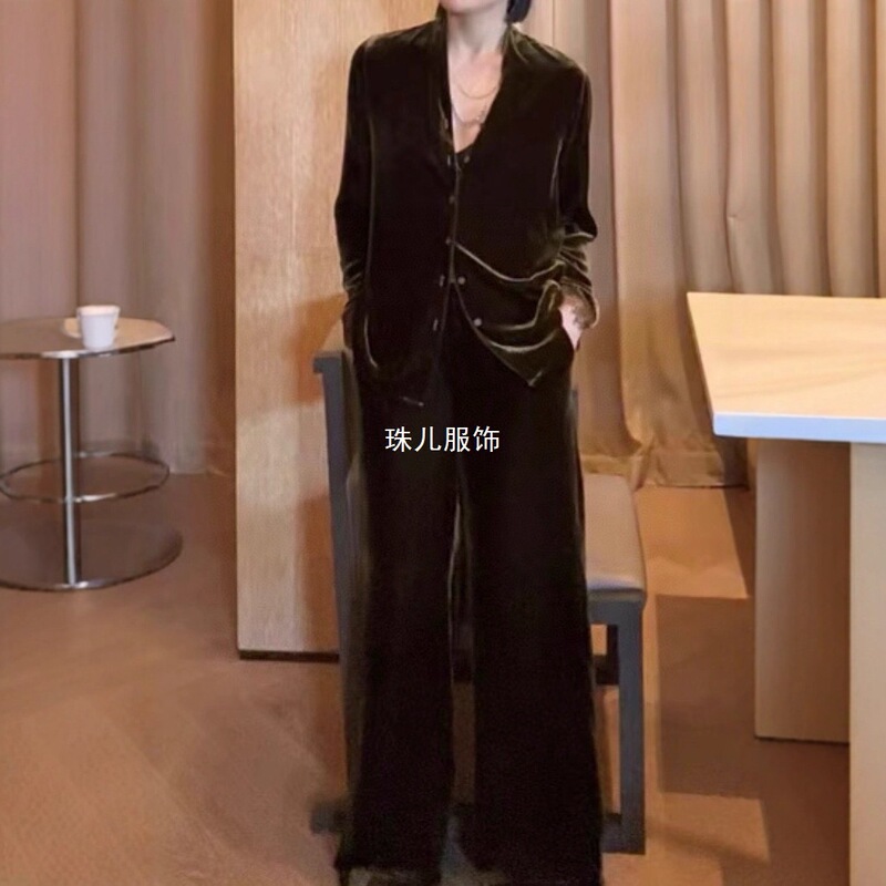 Nanyou Lace Splicing Fashion Niche Cuff Design Autumn Silk Shenzhen Velvet Shirt Top