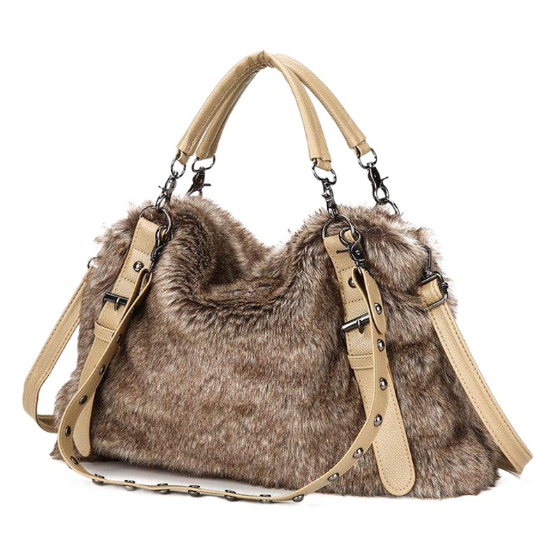Woolen Bag Velvet Women's Autumn and Winter New Woolen Bag Korean Style Trendy All-match Handbag Fashionable Shoulder Bag Crossbody Bag