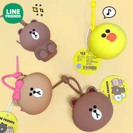 line friends正版布朗熊儿童零钱包硅胶耳机收纳包卡通单肩斜挎包