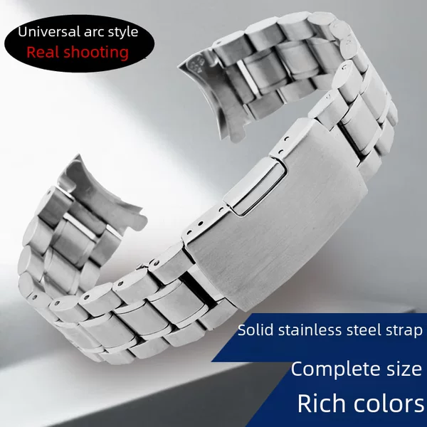 Watch Accessories Stainless Steel 22mm Five Bead Solid Strap Butterfly Side Snap Universal Arc Lassa 20mm