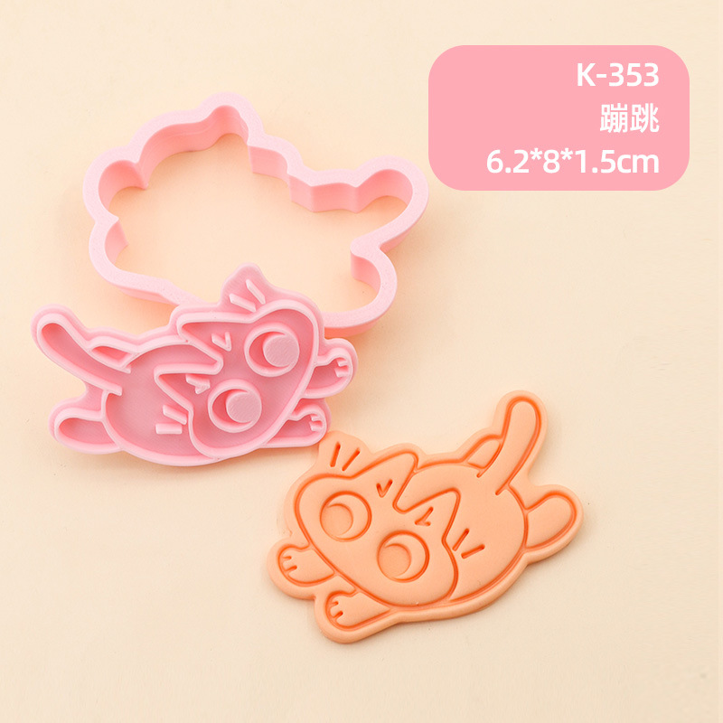 Molde de galletas de gato siamés de barro de frijol pequeño Dibujos animados lindo modelado de expresión gatito galleta DIY fondant horneado hogar