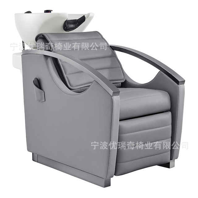 Sillón de peluquería móvil, sillón de peluquería dorado de lujo ligero, sillón de masaje para salón, sillón de lavado de alta gama, cama de lavado semi-reclinable