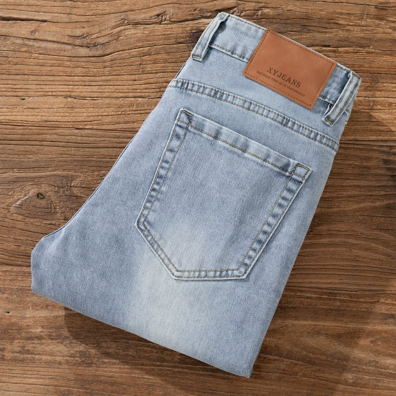 Quality summer thin light jeans for leisure, elastic universal trousers