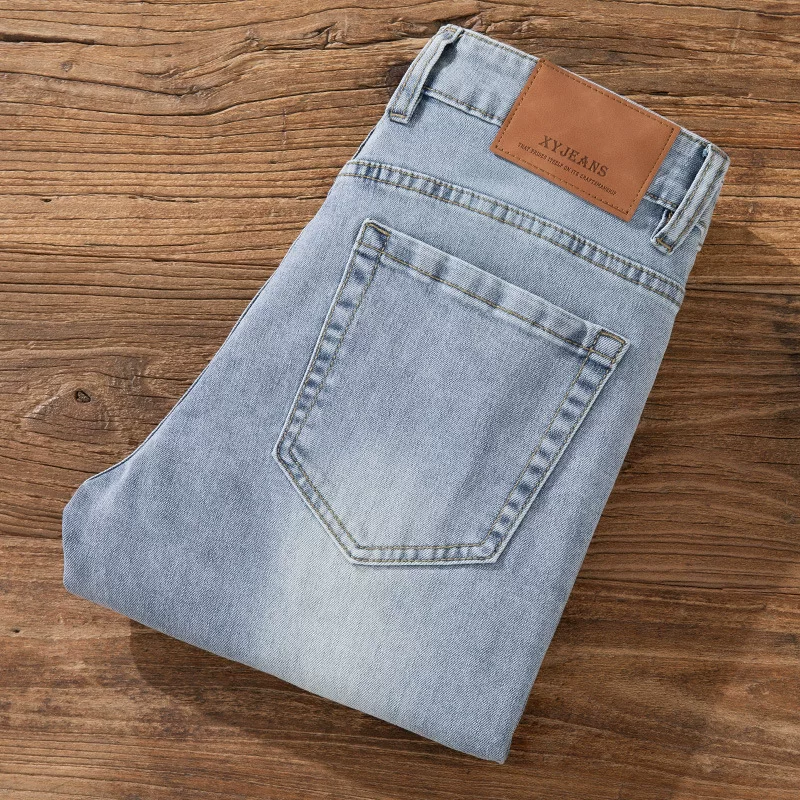 Quality summer thin light jeans for leisure, elastic universal trousers