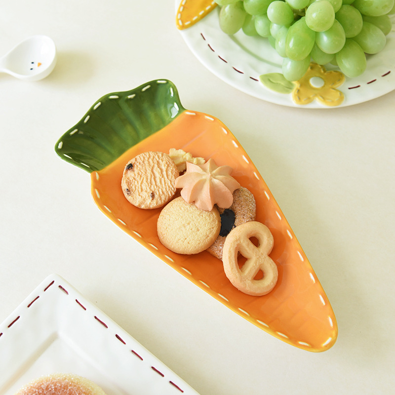 Lindo conejo largo plato creativo flor luz alivio occidental plato pan postre filete sushi placa cuadrada placa plana