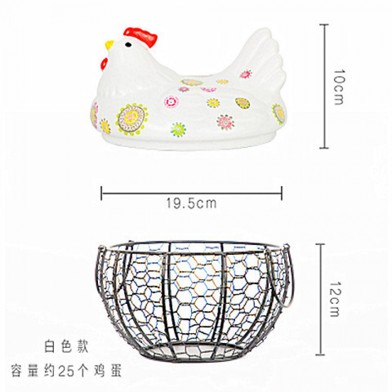 セラミックエッグバスケット、フルーツバスケット、雑貨、ブルーセラミックキッチンラック、クリエイティブストレージ、アイアンバスケット、アイアンストレージバスケット|undefined