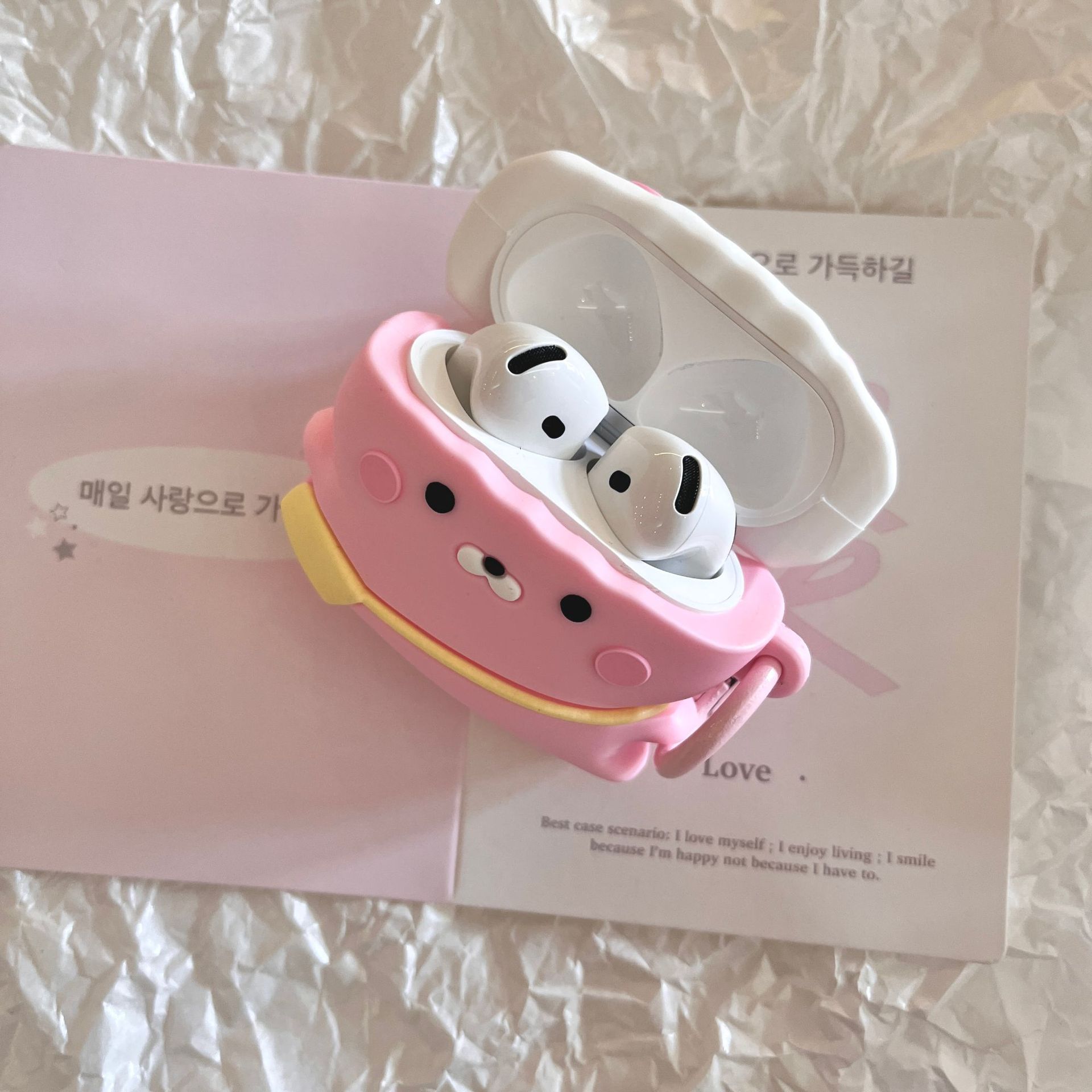 Divertido conejo de corazón de niña de dibujos animados para AirPids1/2 auriculares airpodPro2 carcasa 3/4 silicona Pro