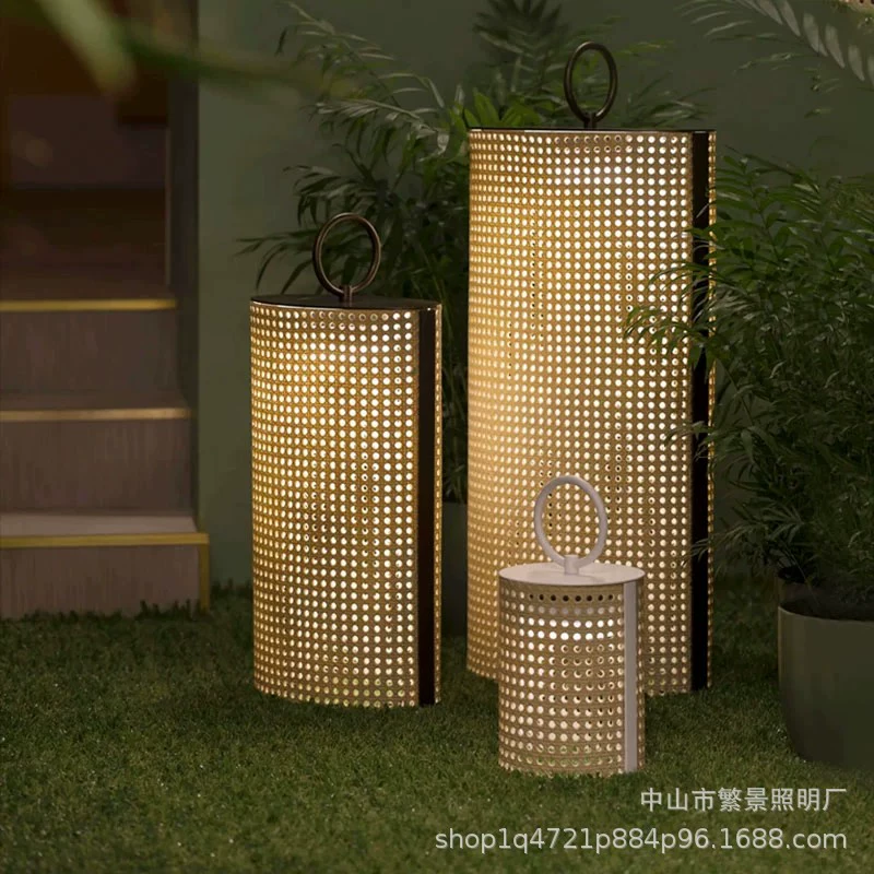 Наружный торшер во дворе, вилла, сад, терраса, пейзажная лампа, уличная лампа для газона, декоративная атмосфера, лампы из ротанга