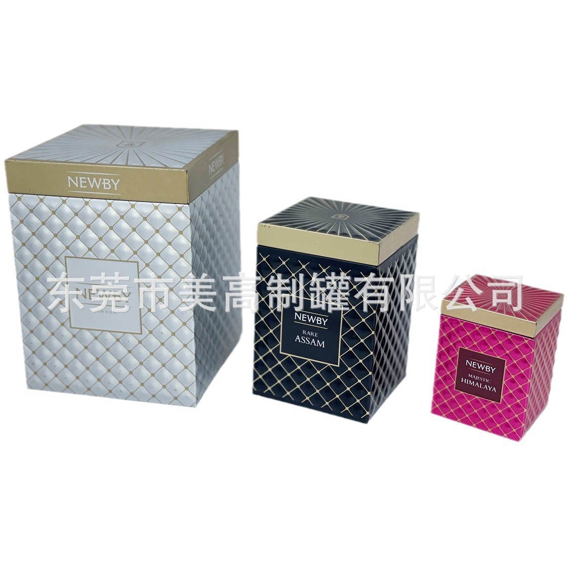 马口铁正方罐  正方形直角茶叶罐  大中小套装 激凸立体花纹