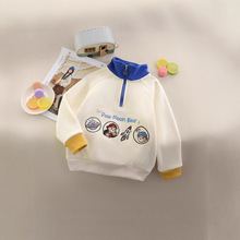 B24冬款  韩版童装国内专柜外贸尾单 男童半拉链立领加绒卫衣