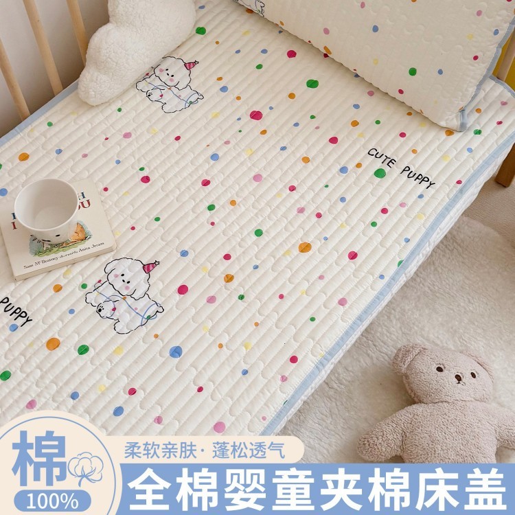 子供の幼稚園綿キルティングベッドカバーシングルピース幼児漫画 2025 新しいノンスリップ綿キルティングベッドシーツブランケット|undefined