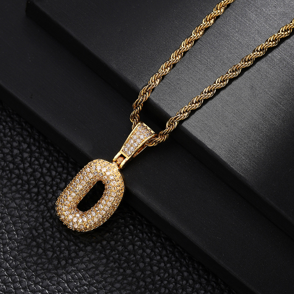 Nuevo cross-border 26 letras inglesas colgantes collares de bronce y piedra collares de moda simplista para hombres y mujeres
