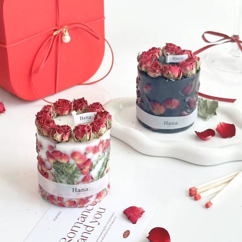 Flores de inmortalidad transfronterizas flores secas rosas de aroma vela floral vela de boda regalo de mano aroma del dormitorio real
