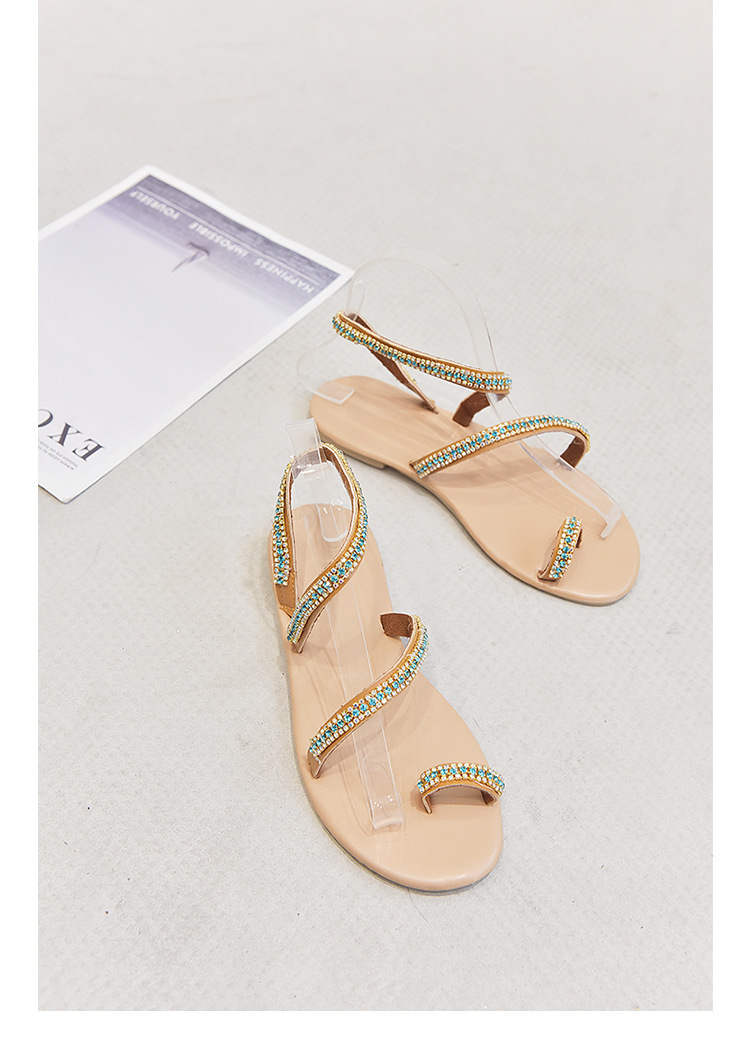 2020 European and American new flat rhinestone shoes, large-sized ins fashion sandals, flip-toe beach shoes, size 43 for export wholesale Item Picture