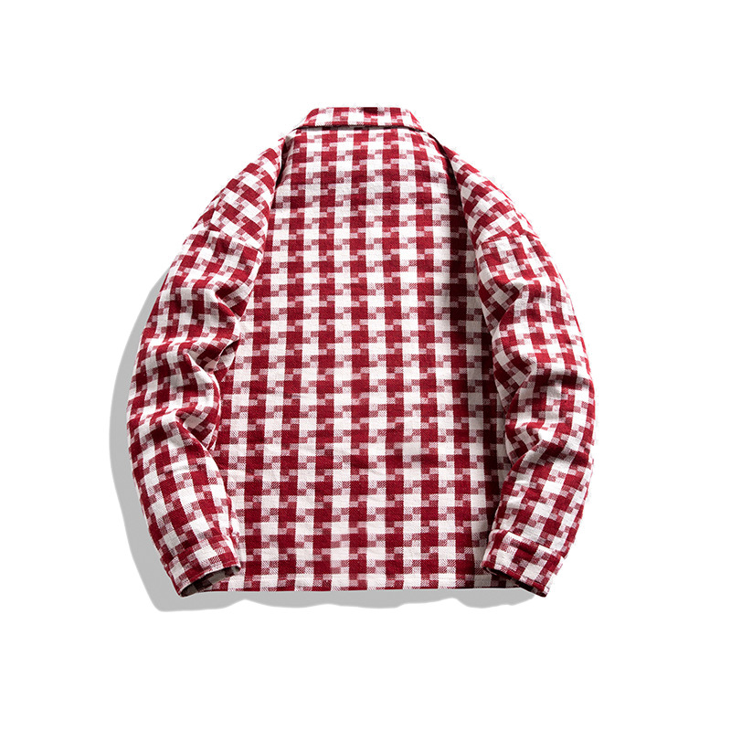 Men's clothing loose lapel shirt men's trendy versatile fashion couple jacket youth knitted plaid jacket_voghion.com