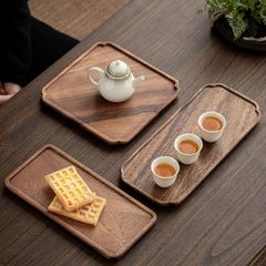 胡桃木の実木のトレーは日本式のお菓子を受けて皿の単層の壺のトレーの長方形の家庭用の乾燥した泡台を焼きます。