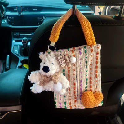 Car tissue box/set and Cute West Highland Dog - yellow-love-bag-coffee-hat-and-coffee-scarf-west-highland