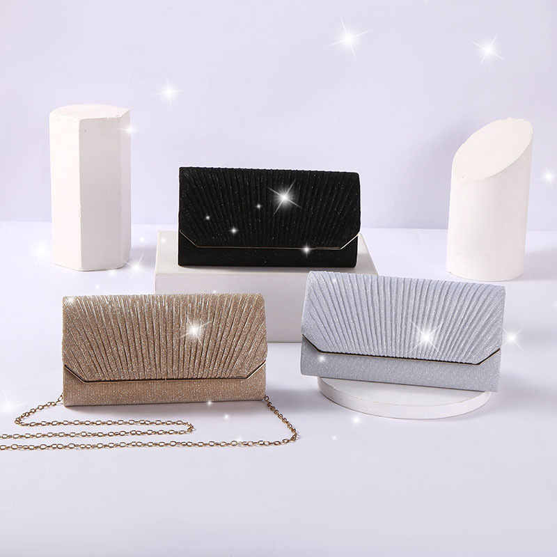 European and American Diamond-Studded Glitter Evening Handbag Solid Color Women's Top Handle Bag Square Bag Single Shoulder Crossbody Evening Bag