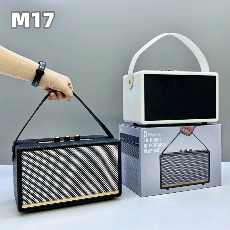 新型M17復古風皮革無線bluetoothスピーカーのデスクトップサブウーファ大音量屋外携帯が便利です。|undefined