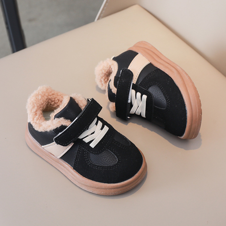 Children's Fleece Lined Sneakers Warm Winter Shoes For Kids_voghion.com