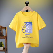 23夏季薄款中国风亲子装短袖中大童棉质时尚潮流宽松卡通短袖T恤