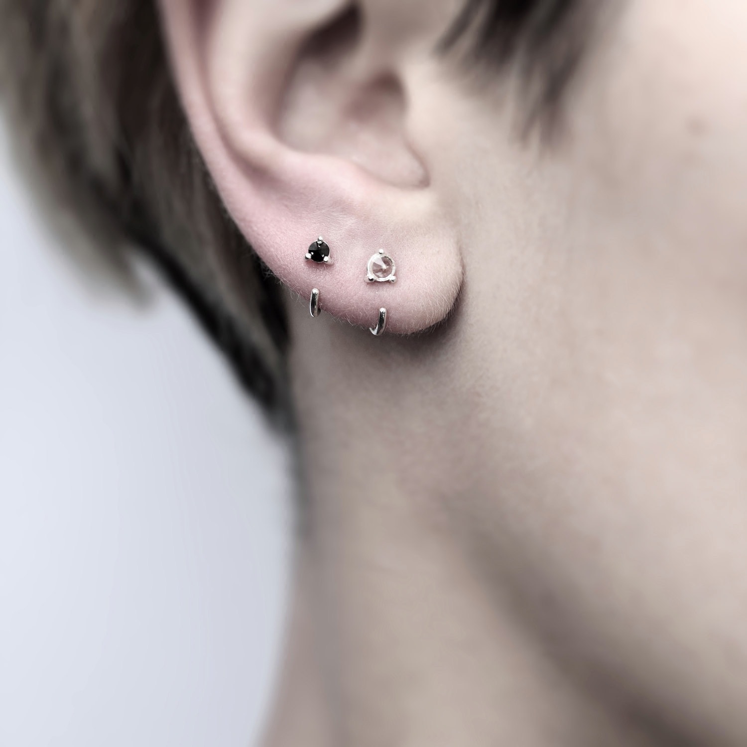 Trendy Personality Ear Hooks Men's Earrings Korean Simple Versatile Hoop Earrings Women Couple Black and White Fashion Stylish Hot Item