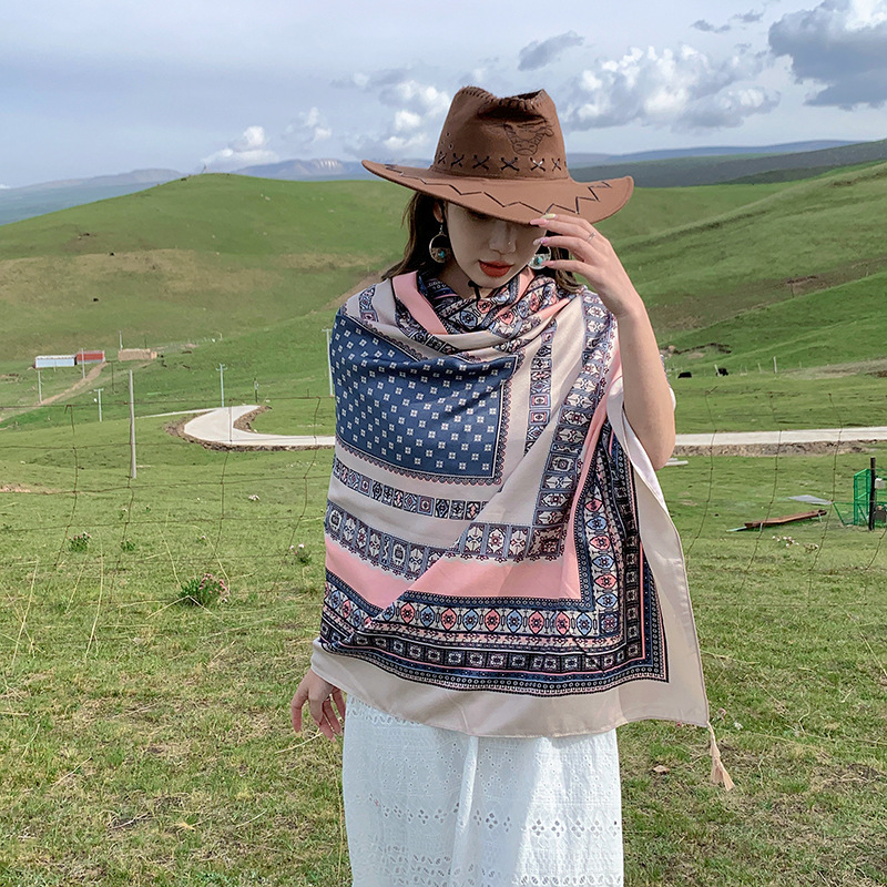 Bohemian Diamond Plaid color a juego algodón y lino sensación bufanda artística todo-fósforo bufanda larga viaje protector solar chal