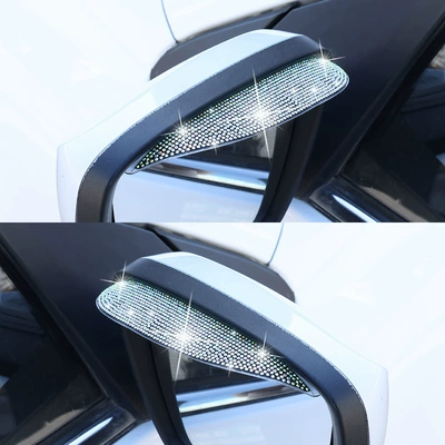 Rearview mirror rainproof sticker shield rainproof diamond-encrusted rain eyebrow - diamond-rearview-mirror-rain-eyebrow-color-drill-pair
