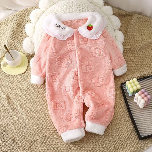 Baby Bodysuit for Boys Autumn and Winter Fleece Bodysuit for Girls Infant Bodysuit Climbing Suit Stylish 0 to 1 months Warm Sleeping Suit 2