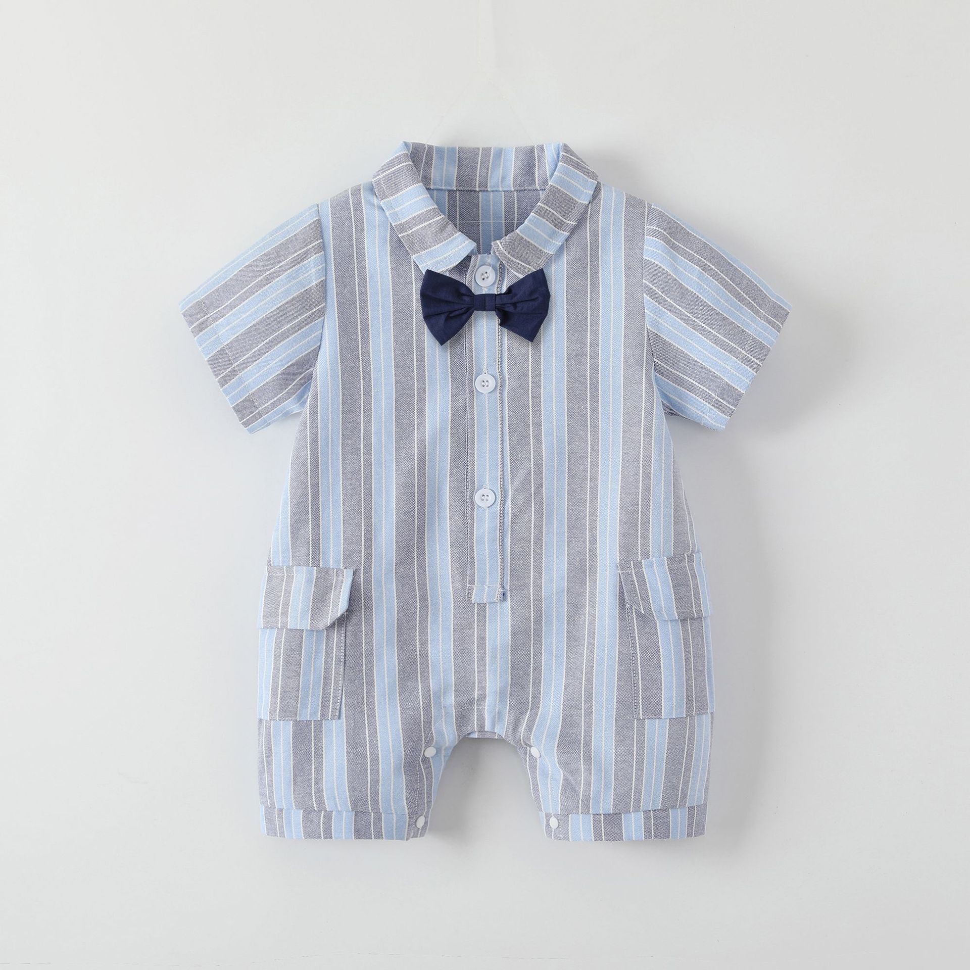 Ins赤ちゃん服夏ストライプ半袖a類洋気赤ちゃん服韓国版紳士赤ちゃん外出服