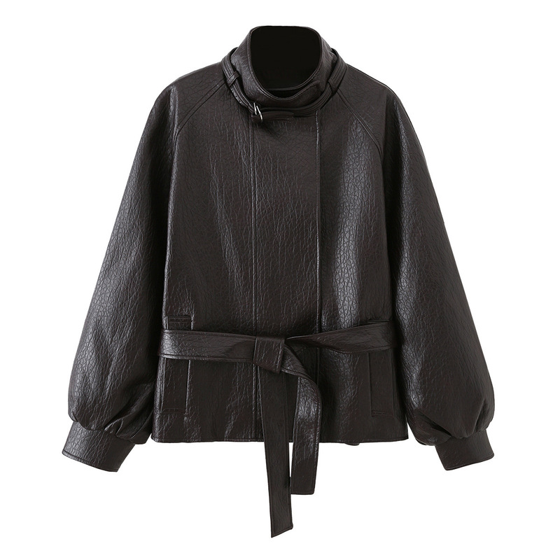 TAOP&ZA women's 2026 summer new collection: simple long-sleeved jacket with a stand-up collar and leather belt, style 6318248
