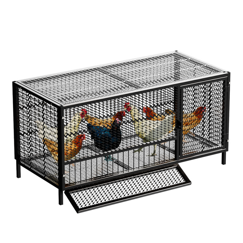 Jaula de pollo, exterior doméstico, gran tubo cuadrado, red secreta, a prueba de lluvia, rutina rural, limpieza automática de estiércol, jaula de cría, comadreja