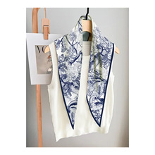 韩国复古链条chic小菱形女薄款丝巾春秋百搭装饰空姐领巾披肩围巾