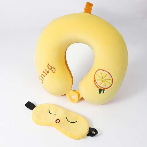 Cartoon U-shaped pillow eye mask two-in-one memory foam pillow core student nap u-shaped pillow office u-shaped nap pillow