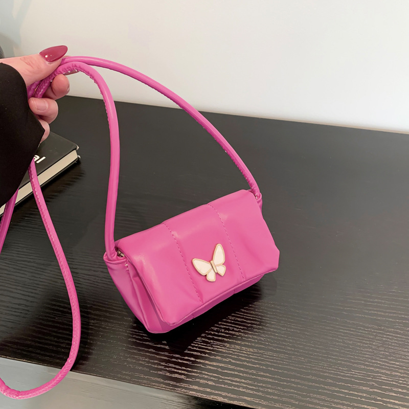 Bolso de axila con decoración de mariposa dulce 2024 textura Bolso femenino popular de este año nuevo bolso diagonal de un solo hombro mini francés